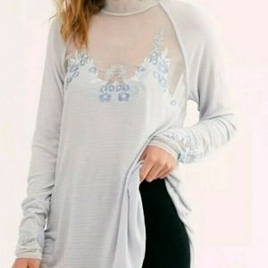 Free People Ice Blue Saheli Mesh Glacier Tunic Top Small